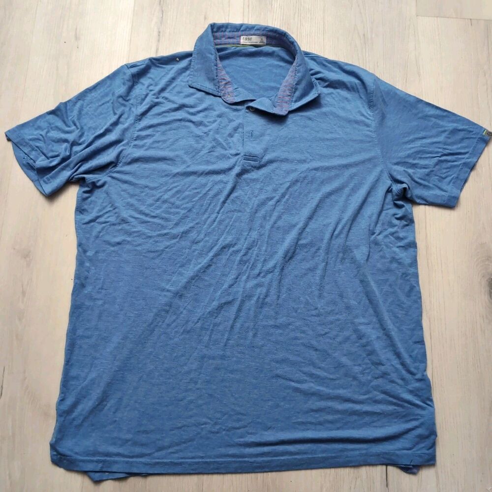 Tasc Polo Mens XL Blue Cloud Performance Pocket Bamboo Comfort Soft Logo